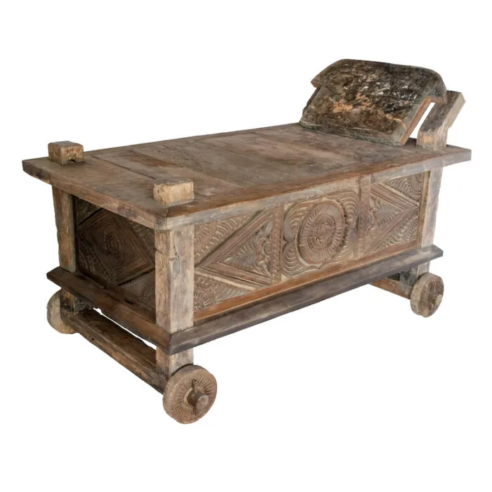 Grobog Antique Javanese Wheeled Daybed DBED-0008 - Image 2
