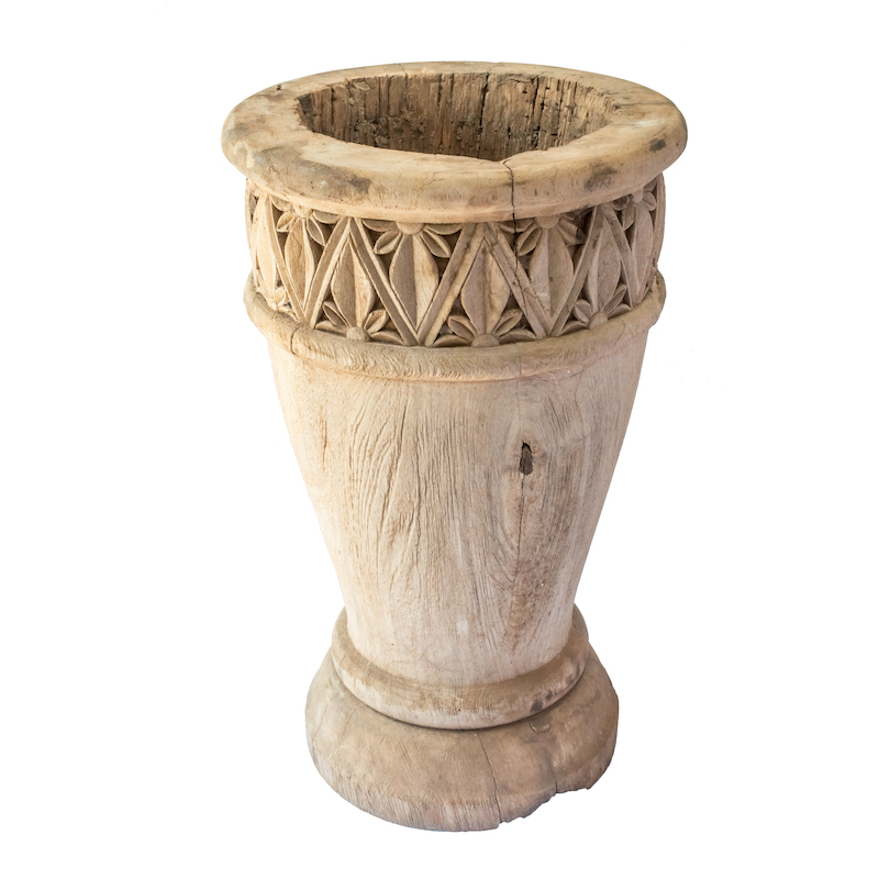 plan-0001-01 Teakwood Carved Lumpang Planter PLAN-0001 - Image 1