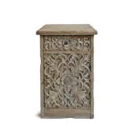 Hand Carved Recycled Teakwood Bedside Cabinet BSTA-0001
