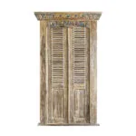 Balinese Hand Carved Teak Door With Louvre Panels TDOO-0004