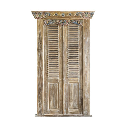 Balinese Hand Carved Teak Door With Louvre Panels TDOO-0004