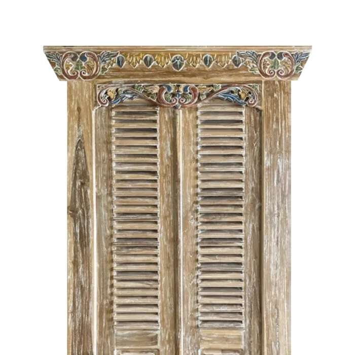 Balinese Hand Carved Teak Door With Louvre Panels TDOO-0004 - Image 2