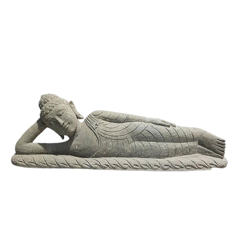 gsta-0003-01 Handcarved Lava Stone Reclining Buddha Statue GSTA-0003 - Image 1
