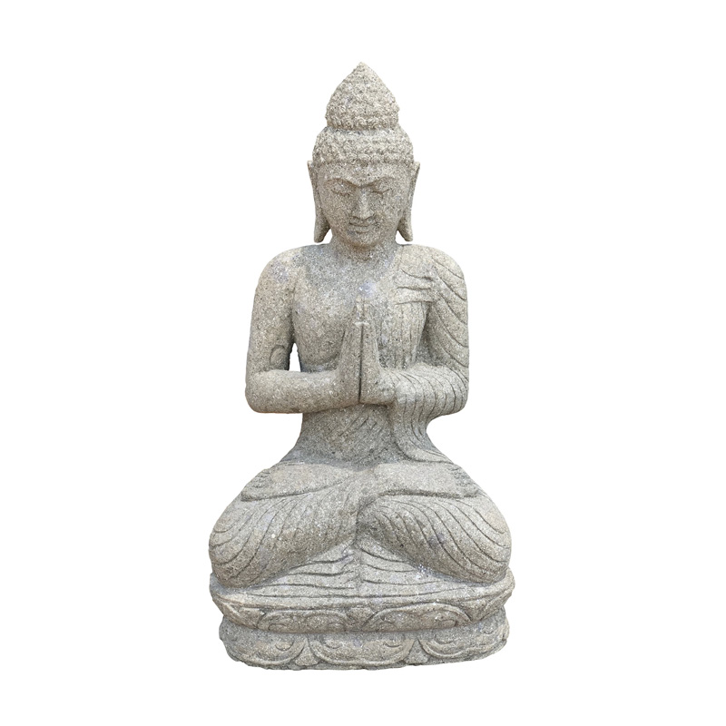 gsta-0005-01 Hand-carved Green Stone Greeting Buddha GSTA-0005 - Image 1
